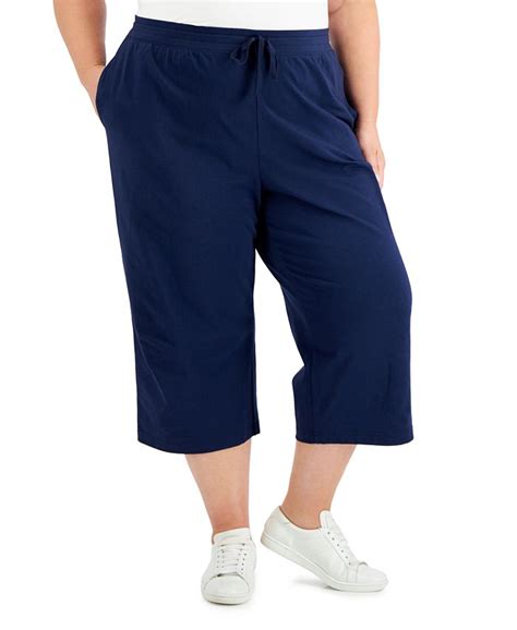 Karen Scott Plus Size Drawstring Waist Knit Capri Pants Created For