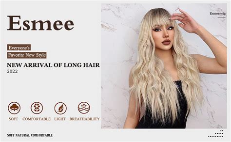 Esmee Ombre Blonde Long Wavy Wig With Bangs For Women Natural Synthetic