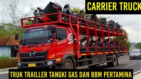 Mobil CARRIER TRUCK ANGKUT MOTOR TRUK TRAILLER TANGKI BBM PERTAMINA