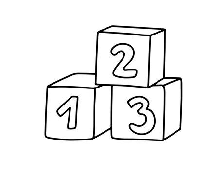 123 Blocks Clipart Black And White