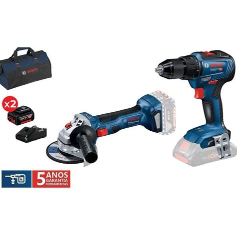 Bosch Kit Profissional Berbequim Percussão GSB 18V 55 Rebarbadora