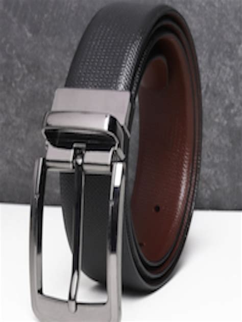 Buy Teakwood Leathers Men Black Textured Leather Formal Belt Belts