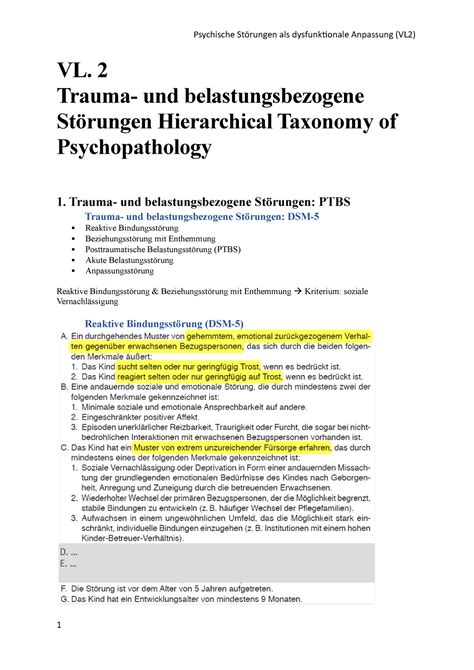 Vl Mitschriften Zu Vorlesung Vl Trauma Und