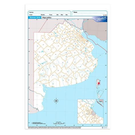 Mapa Buenos Aires político Rivadavia Oficio block de 20 mapas
