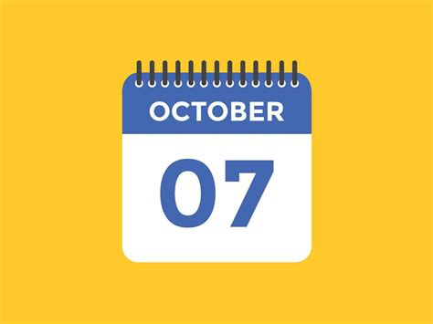 october 7 calendar reminder. 7th october daily calendar icon template ...