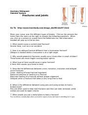 Fracture Webquest Docx Anatomy Webquest Skeletal System Fractures And