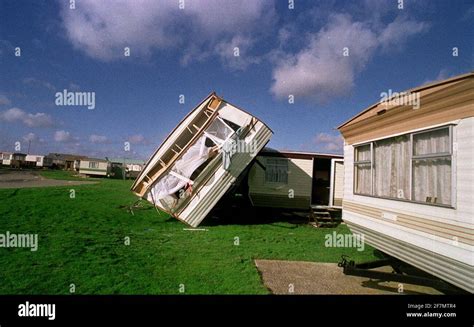 Selsey caravan park after the tornado October 2000 Stock Photo - Alamy