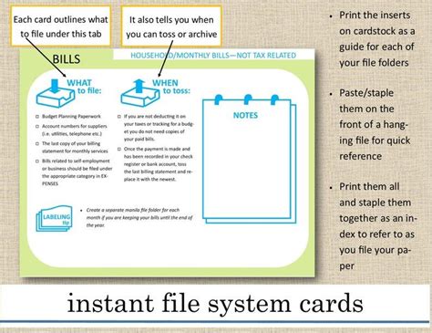 Printable Instant Filing System File Cards Index Etsy Daily