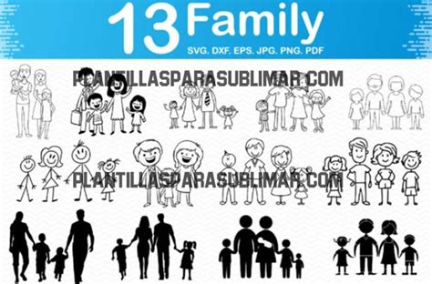 Figuras Familia Stick Palitos Corte Plantillas Para Sublimar