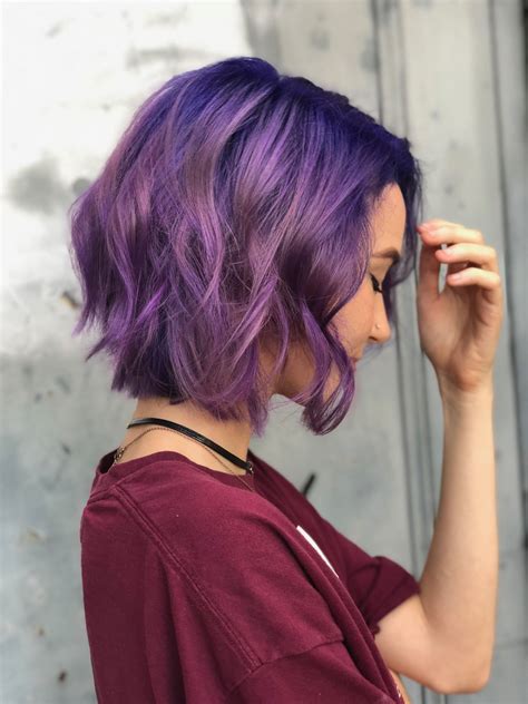 Curled Hairstyles Purple Ombre Hair Short Ombre Hair Hair Color Purple