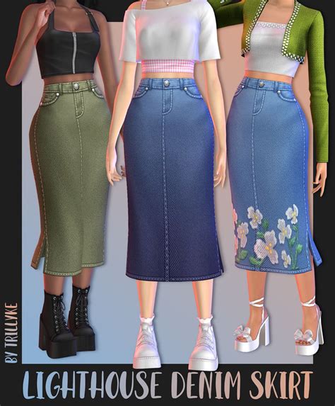 Lighthouse Denim Skirt Sims 4 Mods Clothes Sims 4 Dresses Sims 4 Clothing