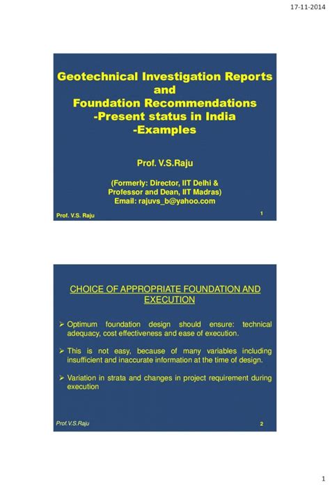 Pdf Geotechnical Investigation Reports And Foundation Recommendations