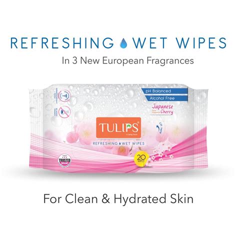 Cotton White Tulips Japanese Cherry Refreshing Wet Wipes S For