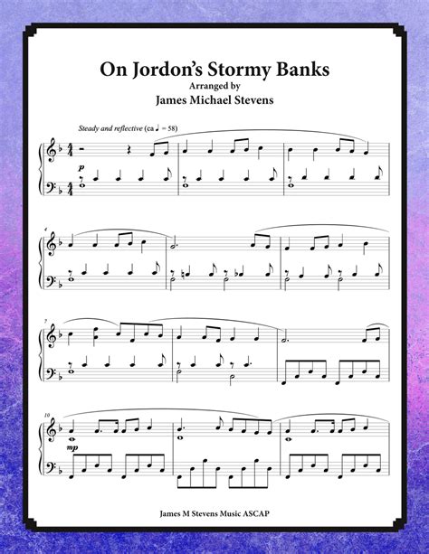 On Jordans Stormy Banks Hymnfelt Piano Arr James Michael Stevens By James Michael Stevens