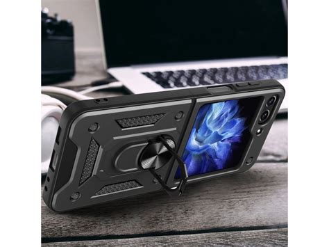 Hybrid Armor Camshield Odolné Pouzdro Kryt 4v1 Pro Samsung Galaxy Z Flip 5 Růžové