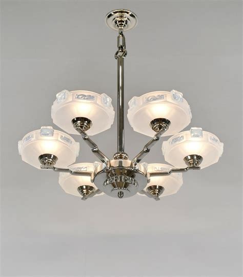 EZAN EJG J Gauthier FRENCH OPALESCENT ART DECO CHANDELIER 1 1930