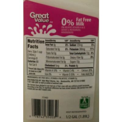 Lactose Free Milk Nutrition Label - Trovoadasonhos