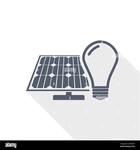 Light Bulb And Solar Panel Flat Design Vector Icon Stock Vector Image