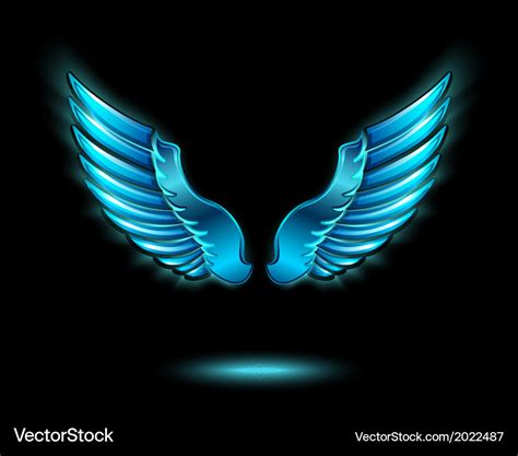 Blue glowing angel wings Royalty Free Vector Image