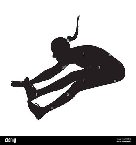 Vector Illustration Of Female Long Jump Athlete Art Silhouette Stock