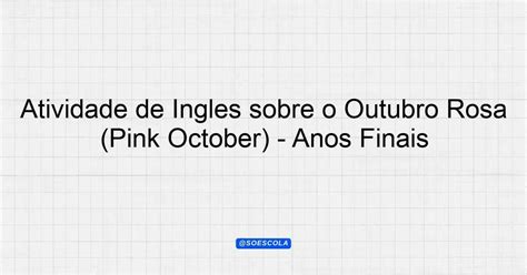 Outubro Rosa Em Ingles