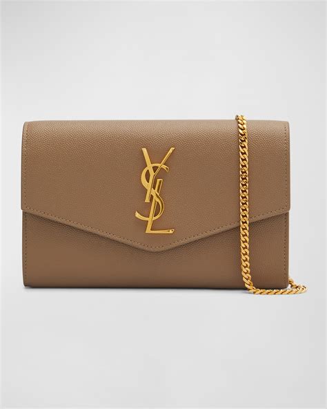 Saint Laurent Monogram YSL Large Grain De Poudre Leather Wallet On