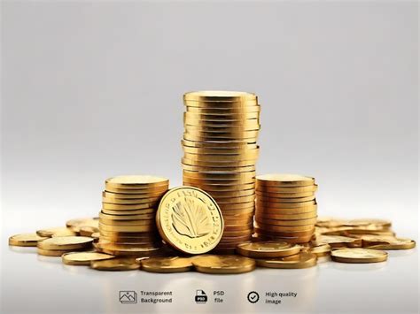 Premium PSD PSD Stack Of Gold Coin On Transparent Background