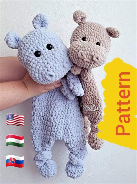 Pattern Only Crochet Lovey Pattern Hippo Pattern Snuggler Pattern