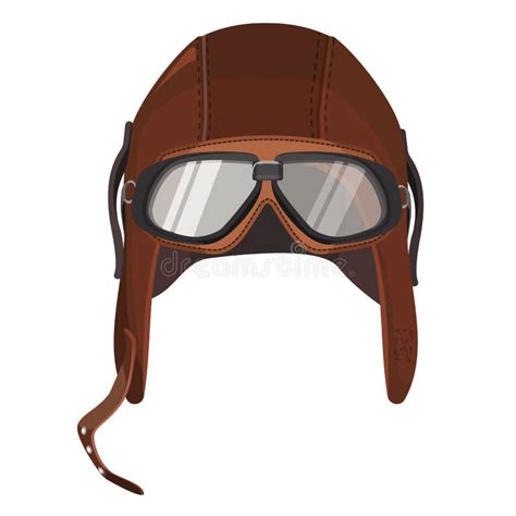 Brown Aviator Hat With Goggles Isolated On White Stock Vector