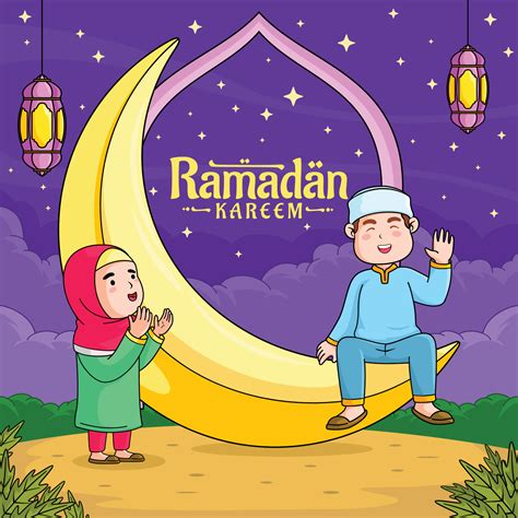 Ramadan Kareem Concept with Young Muslim Kids 7074860 Vector Art at Vecteezy