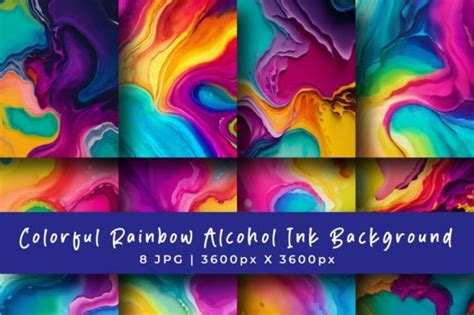 Colorful Rainbow Alcohol Ink Backgrounds Graphic By Srempire Creative