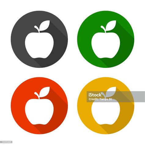 Apple Icon Logo Set Isolated On Circle Vector Simple Flat Style ...