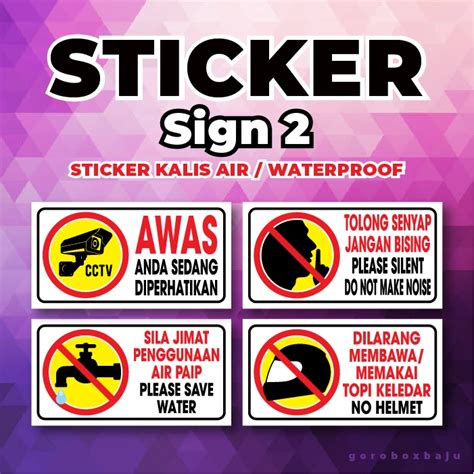 💜 Sticker Cctv Tolong Senyap Jimat Air Helmet Kalis Air