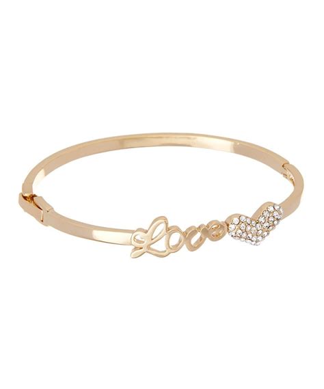 Gold Love Bangle With Swarovski® Crystals Swarovski Crystals Gold