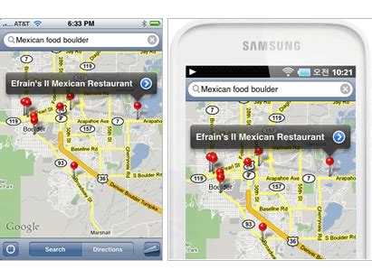 Samsung shows iPhone Maps screenshots on the Galaxy Player 50 graphic