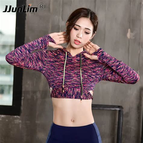 Fitness Shirt Women Hooded Yoga Shirts Sport Top Dry Fit Long Sleeve