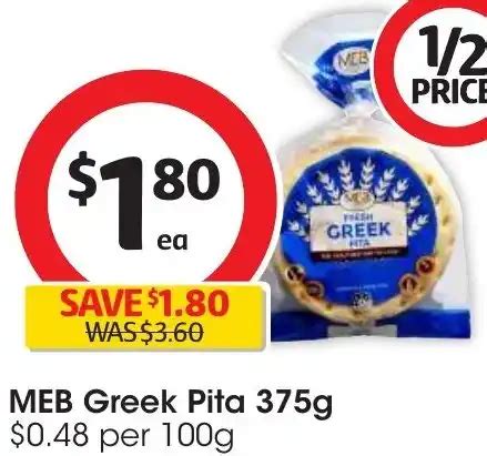 Meb Greek Pita G Offer At Coles