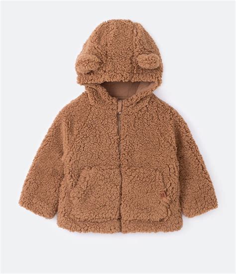 Campera Infantil Peluche Con Capucha Y Orejitas De Oso Talle A