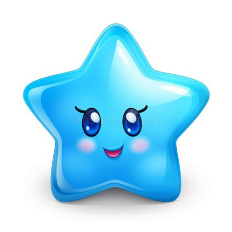 A Cute Blue Star With Big Eyes On A White Background Stock Illustration