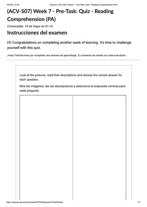 Examen Acv S Week Pre Task Quiz Reading Comprehension Pa