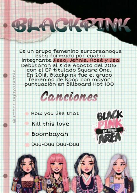 Apunte De Blackpink Apuntes De Clase Titulos Bonitos Para Apuntes