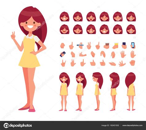 Front Side Back View Animated Character Woman Character Constructor