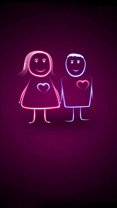 Download Cute Neon Couple In Love Wallpaper