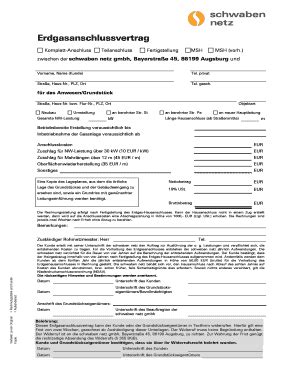 Fillable Online Eao Gas Erdgasanschlussvertrag Schwaben Netz Doc Eao