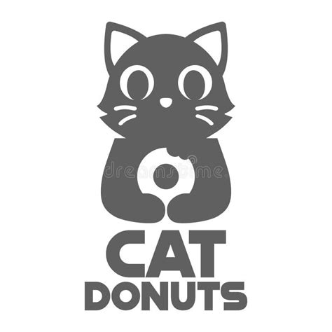 Modern Mascot Flat Design Simple Minimalist Cute Cat Donut Logo Icon