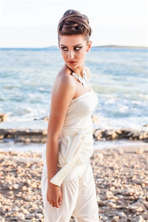 Stroll On The Beach Stock Image Image Of Brunette Dramatic