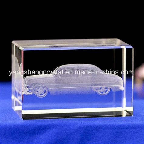 Promotional Gifts 3D Laser Engraving Crystal Blocks With Car Crystal