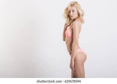 Sexy Blonde Woman Wearing Pink Swimwear Stock Photo 629678594 Shutterstock
