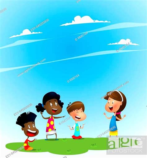 Group of children playing guessing game. Vector cartoon illustration, Stock Vector, Vector And ...