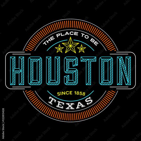 Houston Texas Linear Logo Design For T Shirts And Stickers Stock